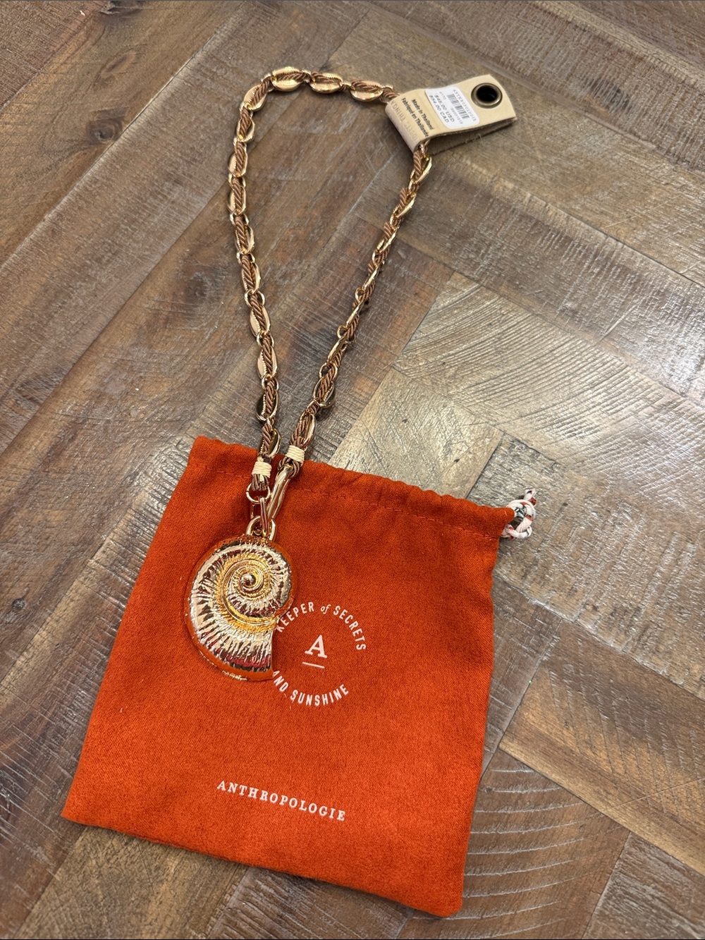 Anthropologie Gold Spiral Pendant Necklace - Gold
